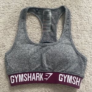 Gymshark Women's Heather Gray Sports Bra with Maroon Band